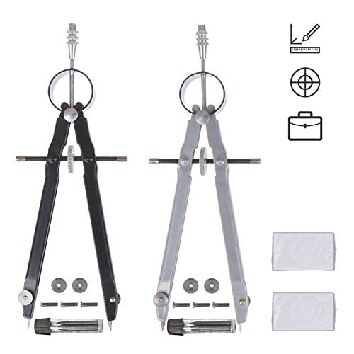 HO2NLE Compás Dibujo Técnico 2pcs Compás Escolar Primaria/Secundaria Compasso Bigotera para Escolar Dibujo Técnico con Articulaciones en Ambos Brazos Goma de Borrar y Minas Compás