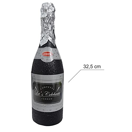 HOGAR Y MAS Cañon de Confeti Plateado Original Cava, Botella Confetti Champán. Purpurina Fiestas, 5 Metros de Altura 350 gr