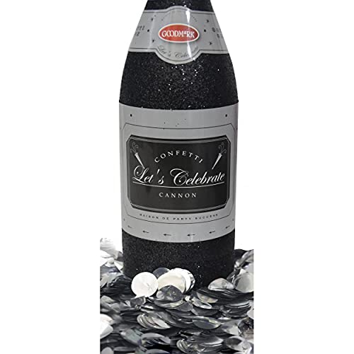 HOGAR Y MAS Cañon de Confeti Plateado Original Cava, Botella Confetti Champán. Purpurina Fiestas, 5 Metros de Altura 350 gr