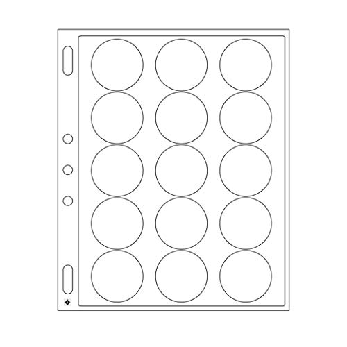 hojas p.monedas ENCAP, para 15 cápsulas d. moned.con undiámetro interior d.44 hasta 45 mm