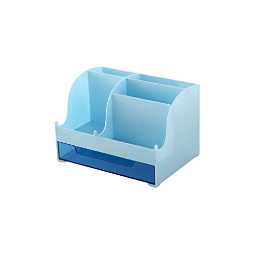 holilest Caja de almacenamiento de escritorio, soporte de papelería multiusos para maquillaje, soporte de almacenamiento de estiramiento, multirejillas para baño, dormitorio, hogar, color azul