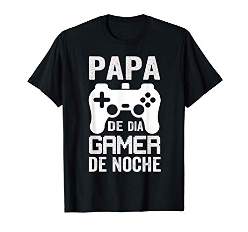 Hombre Videojuegos Papà de Día gamer De Noche Jugador Camiseta