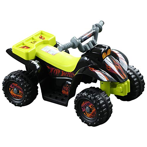 HOMCOM Quad Bateria 6V Moto Eléctrica Infantil Niños +18 Meses Velocidad 2'5 Km/h Carga Máx 20 Kg Sonido Luces Cargador Incluido Negro y Amarillo