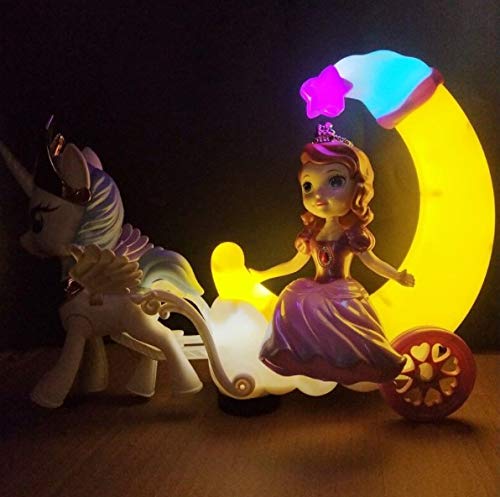 Homespired® Carruaje de luna de unicornio princesa con luz y música Royal Moon Carriage Toy (SOFIA CARRIAGE)