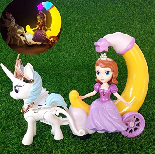 Homespired® Carruaje de luna de unicornio princesa con luz y música Royal Moon Carriage Toy (SOFIA CARRIAGE)