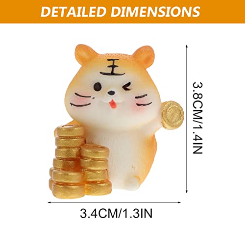 Homoyoyo 9Pcs Figuras de Tigre en Miniatura con Monedas de Oro Mini Estatuas de Animales Zodiaco Chino Buena Suerte Escultura Animal Topper para Jardín de Hadas Casa de Muñecas Decoración