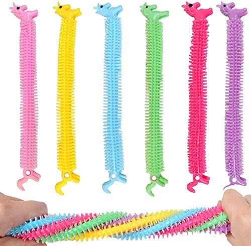 HONGCI 6 Pack Sensorial Fidget Juguete Cuerda Elástica de Unicornio para Aliviar el Estrés,Autismo Necesidades Especiales Aliviador del Antiestrés del Juguetes para Niños/Adultos (6 Colores)