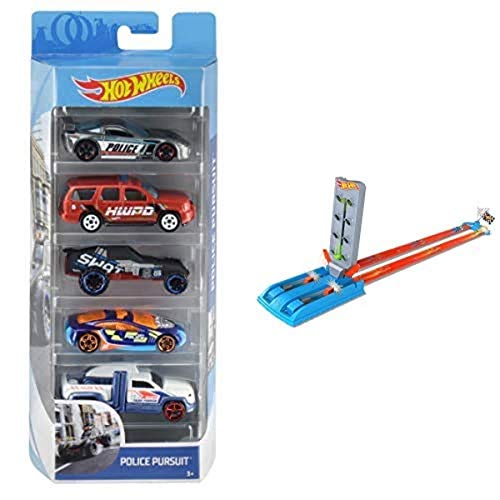 Hot Wheels Pack de 5 vehículos, Coches de Juguete + Campeón de Velocidad, Pistas Coches de Juguetes niños +4 años, Multicolor GBF82