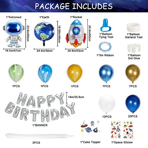 Hotelvs Decoracion Cumpleaños Niño, Temáticas del Espacio Exterior Globos de Cumpleaños Fiesta Cohete Astronauta Tierra Happy Birthday Globo Infantil Adornos