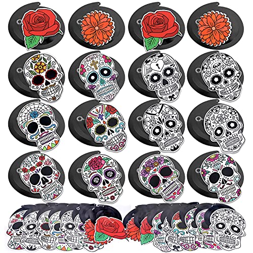 HOWAF Decoración del Día de los Muertos, 30pcs Día de los Muertos Calavera Colgante Remolino Decoraciones de Techo Espiral guirnaldas para el Cinco de Mayo, Fiestas mexicanas, Decoración Halloween