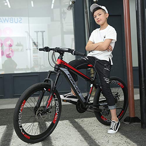 HQQ Bicicletas de montaña, 24 niños Velocidad Doble Disco de Freno de Bicicleta de montaña, el Marco de Acero de Carbono de Alta, Niños Niñas Hardtail Bicicleta de montaña, 24 Pulgadas