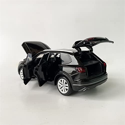 HSSM Modelo 1/32 Aleación Fundida A Presión para T-ouareg SUV Modelo De Coche De Juguete Luz De Sonido Rueda Delantera Dirección Metal Juguete Vehículo Regalo Juguete (Color : Black)