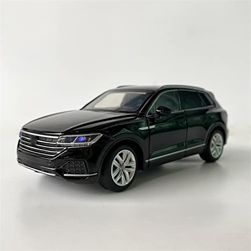 HSSM Modelo 1/32 Aleación Fundida A Presión para T-ouareg SUV Modelo De Coche De Juguete Luz De Sonido Rueda Delantera Dirección Metal Juguete Vehículo Regalo Juguete (Color : Black)