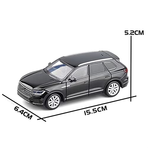 HSSM Modelo 1/32 Aleación Fundida A Presión para T-ouareg SUV Modelo De Coche De Juguete Luz De Sonido Rueda Delantera Dirección Metal Juguete Vehículo Regalo Juguete (Color : Black)