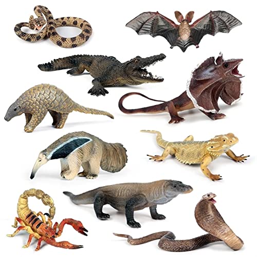 HTGUDE Juguete Educativo, 1 0pcs Modelo Animal Crocodile Snake Scorpion Bat Snake Figure Figure Toys for niños