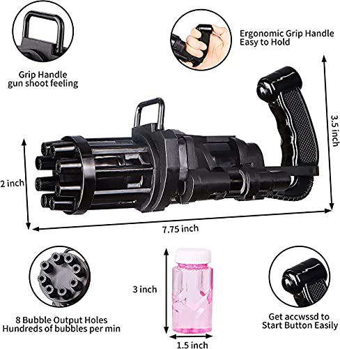 HUA Maquina Burbujas, Pistola de BurbujasSoplador Automático de Burbujas con Solución de Burbujas, Juguetes de Burbujas para Celebracion Fiesta Boda Fiesta Día del Niño （negro ）