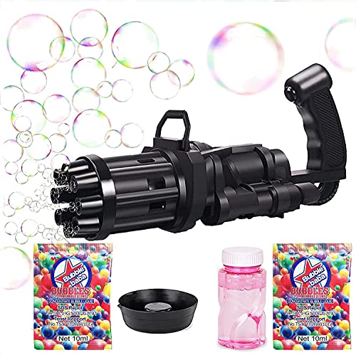 HUA Maquina Burbujas, Pistola de BurbujasSoplador Automático de Burbujas con Solución de Burbujas, Juguetes de Burbujas para Celebracion Fiesta Boda Fiesta Día del Niño （negro ）