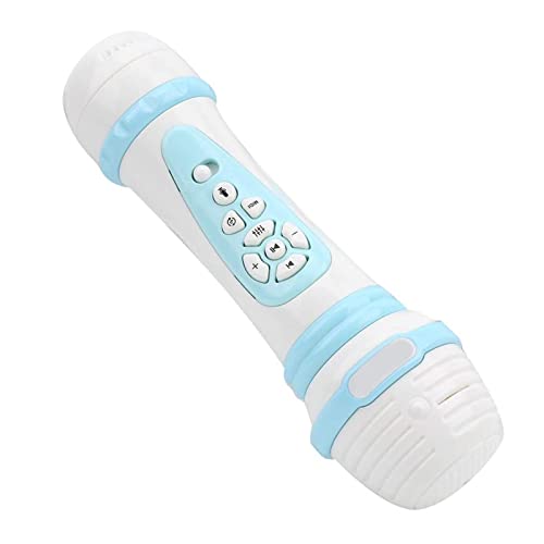 Huachaoxiang Kid Karaoke Micrófono Juguete con Luces Coloridas Música Cantando Juguete Inalámbrico Canta Karaoke Micrófono Juguete Regalo para Niños Niños Niñas,Azul