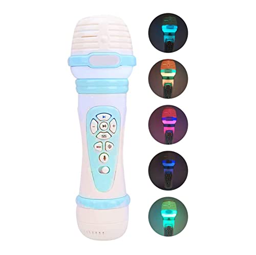 Huachaoxiang Kid Karaoke Micrófono Juguete con Luces Coloridas Música Cantando Juguete Inalámbrico Canta Karaoke Micrófono Juguete Regalo para Niños Niños Niñas,Azul