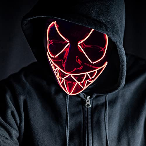 HUAQIN Máscara LED Venom para Halloween, con 3 modos de iluminación, para fiestas, Halloween, carnaval, cosplay, adultos y niños a partir de 5 años (rojo)