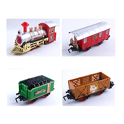 HUSHUI Juego de Trenes navideños, Juego de Trenes eléctricos navideños para niños Tren ferroviario eléctrico con luz y Sonido Fiesta en casa Decoración del árbol de Navidad Regalo para niños