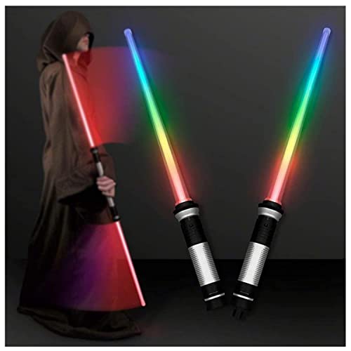 Hxloaq Espada De Juguete Emisora ​​de Luz para Disfraces De Niños, 2-en-1 Led Fx Juego De Espadas Láser Dual, 2 Piezas Espada Láser Telescópica Y Plegable, Espada Skywalker con Sonido Y Luz