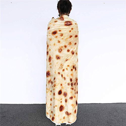 HYLH Manta de Burrito Mexicano Manta de Franela de Tortilla de maíz 3D para Colcha de vellón Colchas de Felpa Divertidas, Burrito2Fleece, 150 cm