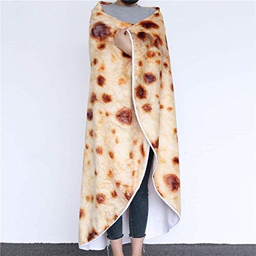 HYLH Manta de Burrito Mexicano Manta de Franela de Tortilla de maíz 3D para Colcha de vellón Colchas de Felpa Divertidas, Burrito2Fleece, 150 cm