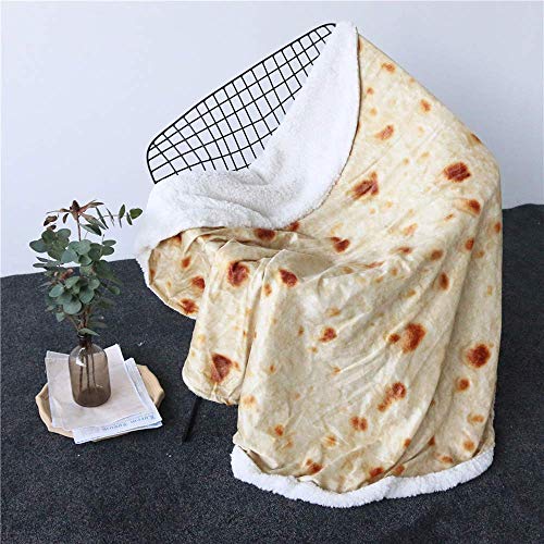 HYLH Manta de Burrito Mexicano Manta de Franela de Tortilla de maíz 3D para Colcha de vellón Colchas de Felpa Divertidas, Burrito3Sherpa, 120 cm