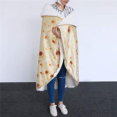 HYLH Manta de Burrito Mexicano Manta de Franela de Tortilla de maíz 3D para Colcha de vellón Colchas de Felpa Divertidas, Burrito3Sherpa, 120 cm