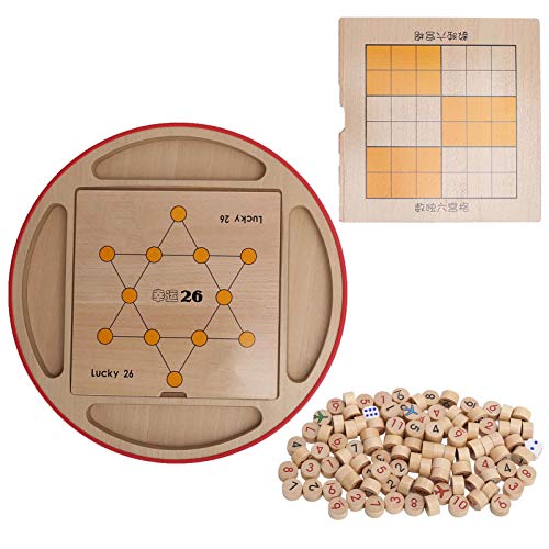 Hztyyier 5 en 1 Sudoku Puzzle Juego de Mesa Tablero de ajedrez Volador de Madera Juego Familiar para Adultos y niños