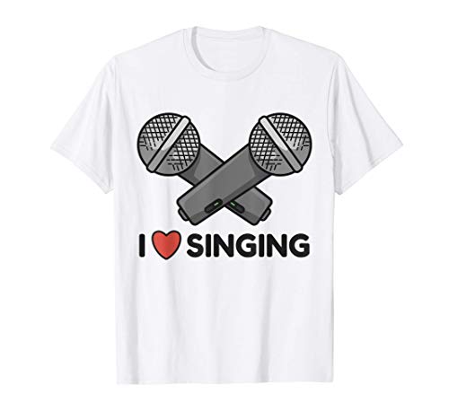 I Love Singing Amo cantar Karaoke Micrófonos cruzados Camiseta