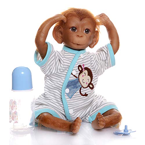 iCradle Reborn Muñecos Bebe Reborn Niña Mono Bebé 18 Pulgadas 45cm Silicona Muñeca Mono Bebe Muñeca Parece Realista Precioso Mono de Piel Juguete colección