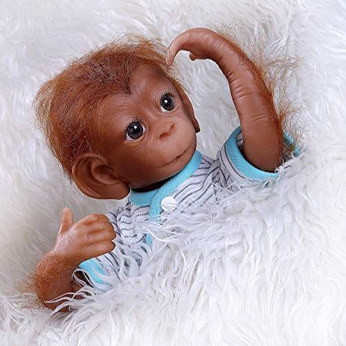 iCradle Reborn Muñecos Bebe Reborn Niña Mono Bebé 18 Pulgadas 45cm Silicona Muñeca Mono Bebe Muñeca Parece Realista Precioso Mono de Piel Juguete colección