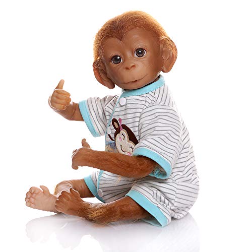 iCradle Reborn Muñecos Bebe Reborn Niña Mono Bebé 18 Pulgadas 45cm Silicona Muñeca Mono Bebe Muñeca Parece Realista Precioso Mono de Piel Juguete colección