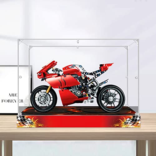 icuanuty Vitrina Acrílica Funda Protectora A Prueba De Polvo Compatible con Lego 42107 Technic Ducati Panigale V4 R Moto - Clase S (Modelo Lego No Incluido)