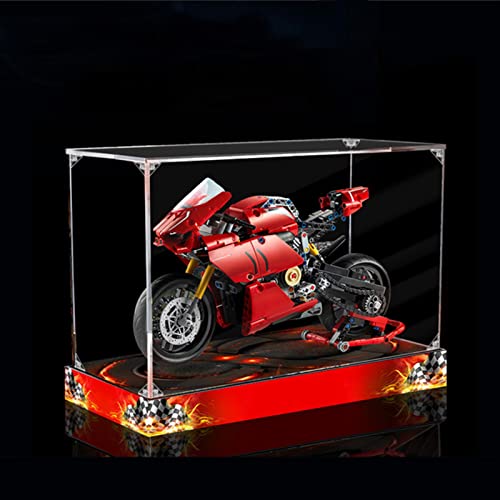 icuanuty Vitrina Acrílica Funda Protectora A Prueba De Polvo Compatible con Lego 42107 Technic Ducati Panigale V4 R Moto - Clase S (Modelo Lego No Incluido)