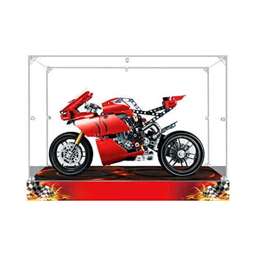 icuanuty Vitrina Acrílica Funda Protectora A Prueba De Polvo Compatible con Lego 42107 Technic Ducati Panigale V4 R Moto - Clase S (Modelo Lego No Incluido)