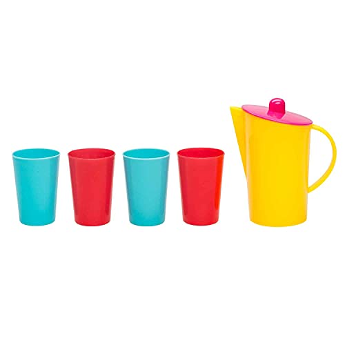 Idena 40185 – Cesta de vajilla de Juguete de 25 Piezas, Accesorios para Cocina de Juego con Platos, Tazas, Vasos, Cubiertos y Tetera, para niños, para Jugar y Aprender Habilidades prácticas