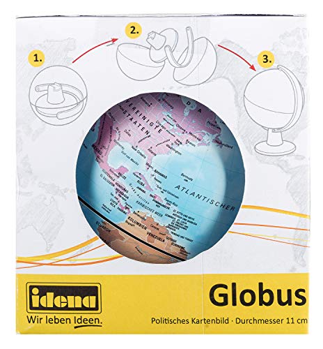 Idena-Globo terráqueo con Mapa político, Aprox. 11 cm, Multicolor Berlin 22068