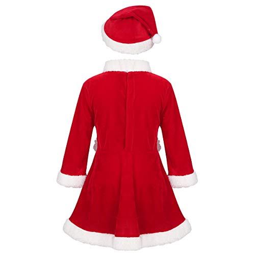 IEFIEL Disfraz de Papá Noel Niño Niña para Navidad Vestido Manga Larga/Chaqueta Cálido+Sombrero Navideño Traje Nvidad Bebe Niño Unisex Rojo A 2-3 años