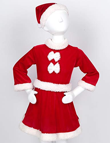 IEFIEL Disfraz de Papá Noel Niño Niña para Navidad Vestido Manga Larga/Chaqueta Cálido+Sombrero Navideño Traje Nvidad Bebe Niño Unisex Rojo A 2-3 años