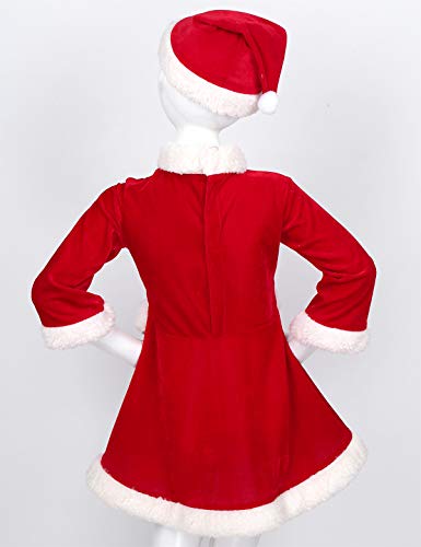 IEFIEL Disfraz de Papá Noel Niño Niña para Navidad Vestido Manga Larga/Chaqueta Cálido+Sombrero Navideño Traje Nvidad Bebe Niño Unisex Rojo A 2-3 años