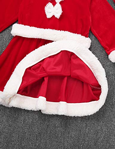 IEFIEL Disfraz de Papá Noel Niño Niña para Navidad Vestido Manga Larga/Chaqueta Cálido+Sombrero Navideño Traje Nvidad Bebe Niño Unisex Rojo A 2-3 años