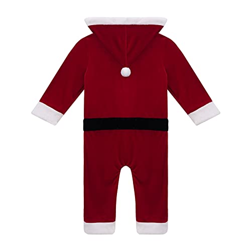 IEFIEL Disfraz de Papá Noel Niño Niña para Navidad Vestido Manga Larga/Chaqueta Cálido+Sombrero Navideño Traje Nvidad Bebe Niño Unisex Rojo C 12-18 Meses