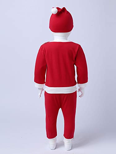 IEFIEL Disfraz Elfo Elfa para Bebé Unisex pelele de Duende Navidad Bodies Pijama Camisa Manga Larga Pantalones y Sombrero ropa niño Conjuntos de Fiesta Navidad Rojo 6-9 meses