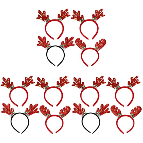 ifundom Decoraciones de Navidad, 12 piezas de aros de pelo de dibujos animados, diadema de fiesta, accesorios de fotografía para cosplay (rojo)