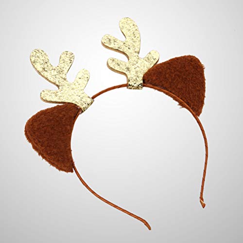 ifundom Decoraciones de Navidad, 2 unidades, cuernos de reno, accesorio de disfraz de Navidad, aros decorativos para el pelo, tocados para fiestas (dorados)