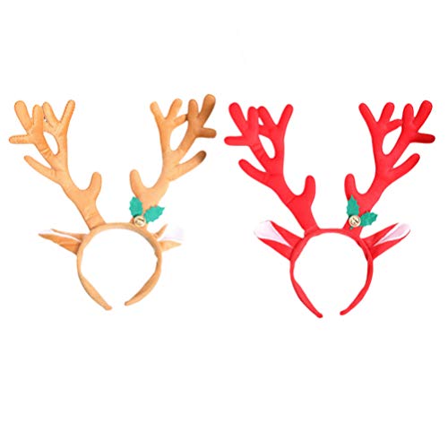 ifundom Diademas de Navidad, Reno de Navidad Antlers Diadema de Navidad Bandas para el pelo de ciervo aros para el pelo