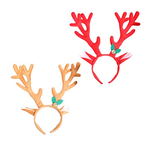 ifundom Diademas de Navidad, Reno de Navidad Antlers Diadema de Navidad Bandas para el pelo de ciervo aros para el pelo